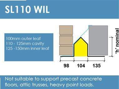 Stressline Standard Duty 125mm Cavity (140mm wide inner leaf) Lintel SL110WIL - Image 3